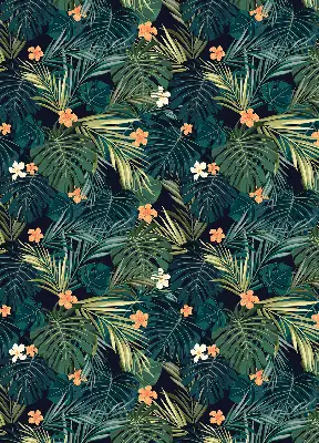 Estores de rolo interiores blackout para janela Folhas e flores tropicais