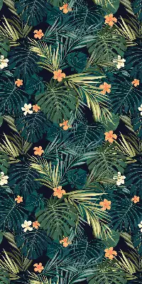 Estores de rolo interiores blackout para janela Folhas e flores tropicais