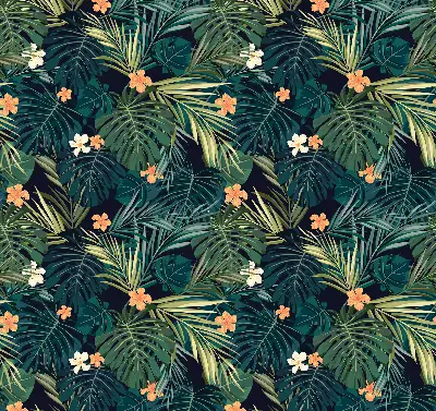 Estores de rolo interiores blackout para janela Folhas e flores tropicais