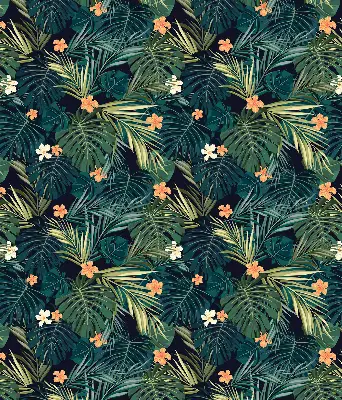 Estores de rolo interiores blackout para janela Folhas e flores tropicais