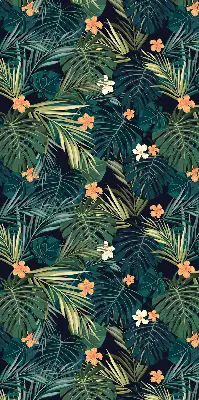 Estores de rolo interiores blackout para janela Folhas e flores tropicais