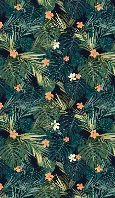 Estores de rolo interiores blackout para janela Folhas e flores tropicais