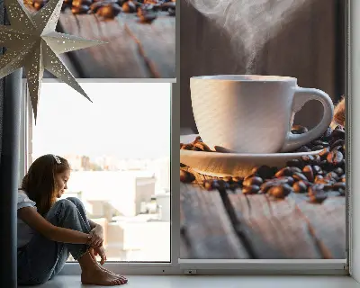 Estores de rolo interiores blackout Uma xícara de café