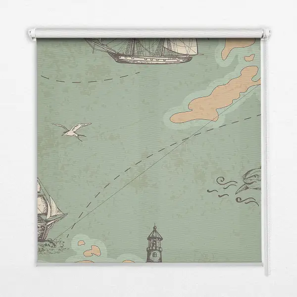 Estores de rolo interiores blackout Mapa do oceano