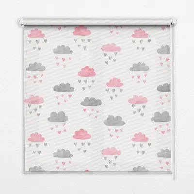 Estores de rolo interiores blackout para janela Nuvens rosa e cinza