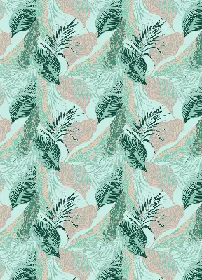 Estores de rolo blackout para porta de varanda Folhas tropicais