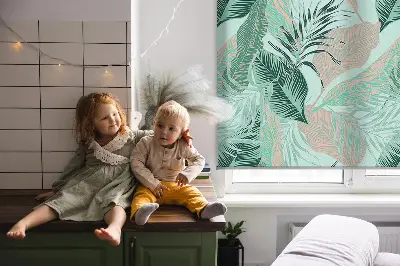 Estores de rolo blackout para porta de varanda Folhas tropicais