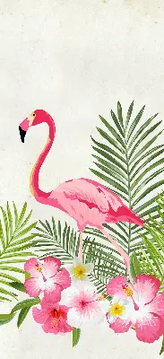 Estores de rolo em tecido blackout Flamingos junto às folhas