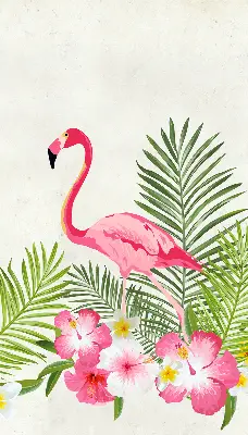 Estores de rolo em tecido blackout Flamingos junto às folhas