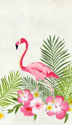 Estores de rolo em tecido blackout Flamingos junto às folhas