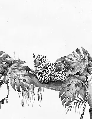 Estores de rolo interiores blackout Guepardos desenhados em um galho