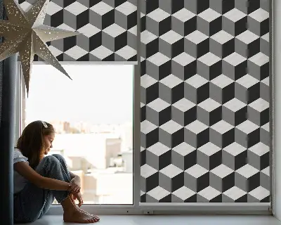 Estores de rolo interiores blackout para janela cubos 3D