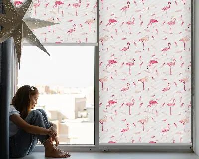 Estores de rolo interiores blackout para janela Flamingos e suas penas