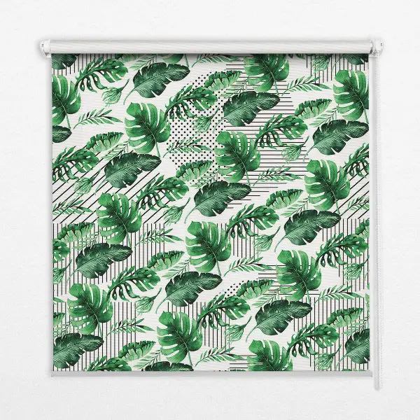 Estores de rolo blackout para porta de varanda Folhas tropicais