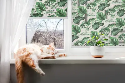 Estores de rolo blackout para porta de varanda Folhas tropicais