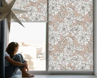 Estores de rolo blackout para janela flores desenhadas