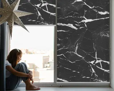 Estores de rolo interiores blackout para janela mármore preto