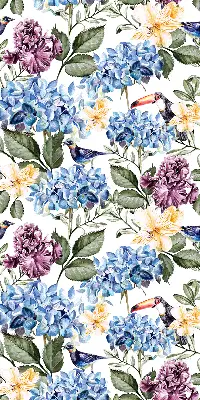 Estores de rolo interiores blackout para janela Tucanos e flores