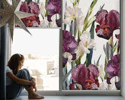 Estores de rolo blackout para porta de varanda Florzinhas