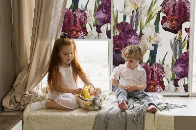 Estores de rolo blackout para porta de varanda Florzinhas