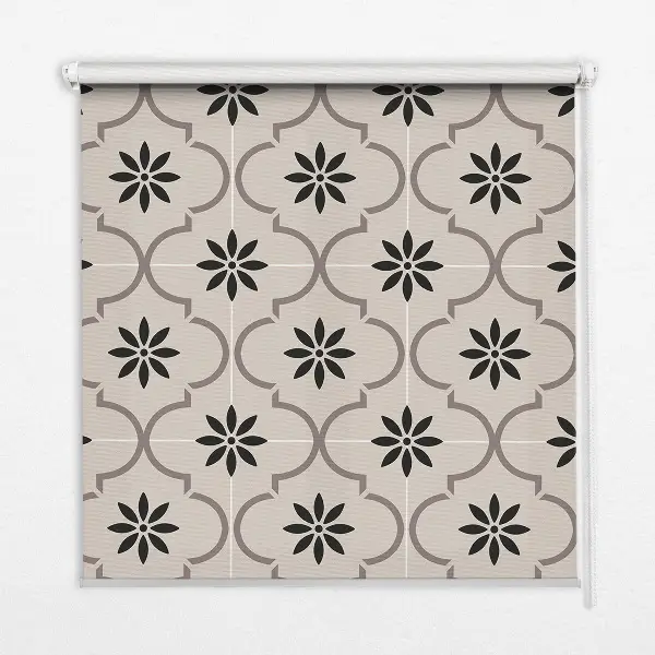 Estores de rolo interiores blackout para janela Azulejo marroquino em forma de flor