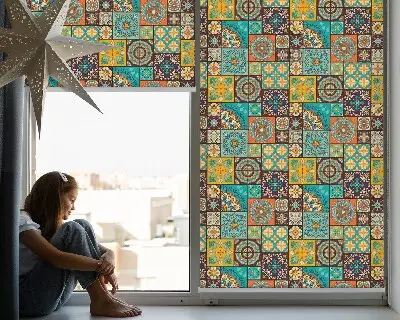 Estores de rolo interiores blackout para janela mandala colorida