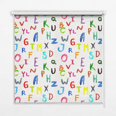 Estores de rolo blackout para porta de varanda Letras coloridas
