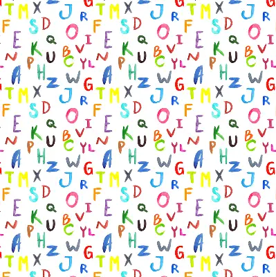 Estores de rolo blackout para porta de varanda Letras coloridas