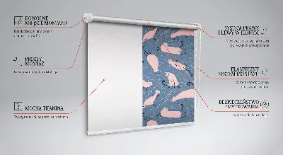 Estores de rolo interiores blackout para janela Gatos cor-de-rosa