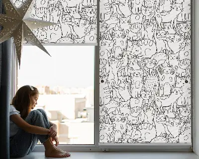 Estores de rolo interiores blackout para janela Gatos desenhados