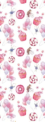 Estores de rolo interiores blackout Balões cor-de-rosa, donuts e coelhinhos.