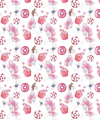 Estores de rolo interiores blackout Balões cor-de-rosa, donuts e coelhinhos.