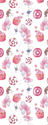 Estores de rolo interiores blackout Balões cor-de-rosa, donuts e coelhinhos.