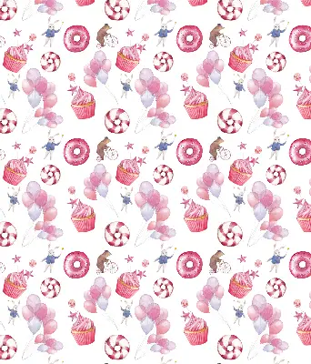 Estores de rolo interiores blackout Balões cor-de-rosa, donuts e coelhinhos.