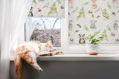 Estores de rolo blackout para porta de varanda Animais e plantas
