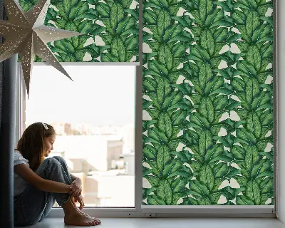 Estores de rolo blackout para janela Folhas verdes