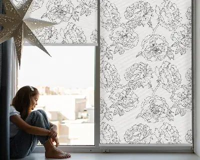 Estores de rolo interiores blackout para janela Rosas desenhadas