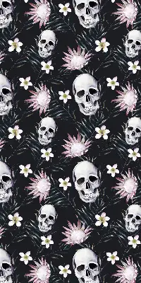 Estores de rolo blackout para janela Crânios entre flores