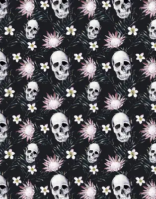 Estores de rolo blackout para janela Crânios entre flores