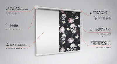 Estores de rolo blackout para janela Crânios entre flores