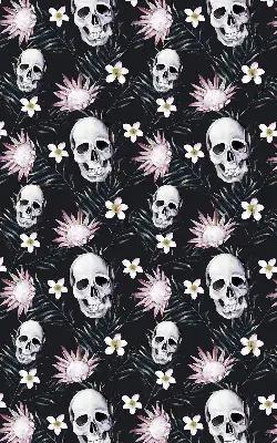 Estores de rolo blackout para janela Crânios entre flores