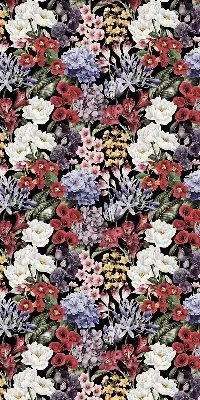Estores de rolo em tecido blackout Flores coloridas