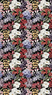Estores de rolo em tecido blackout Flores coloridas