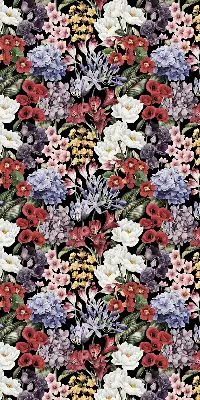 Estores de rolo em tecido blackout Flores coloridas