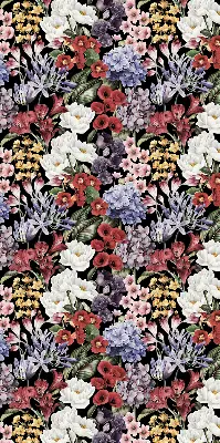 Estores de rolo em tecido blackout Flores coloridas