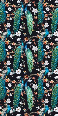 Estores de rolo blackout para janela Pavão com flores