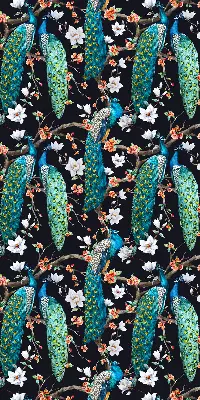 Estores de rolo blackout para janela Pavão com flores