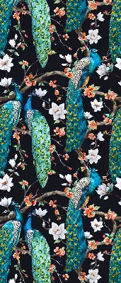 Estores de rolo blackout para janela Pavão com flores