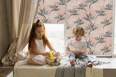 Estores de rolo interiores blackout Flores cinzentas