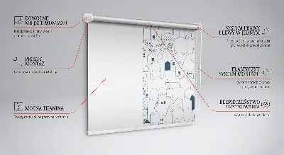 Estores de rolo interiores blackout para janela Casas desenhadas